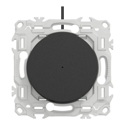 Schneider Odace - va-et-vient ou poussoir lumineux LED verte avec plaque de finition - 10AX - noir onyx - Réf : S940263-P