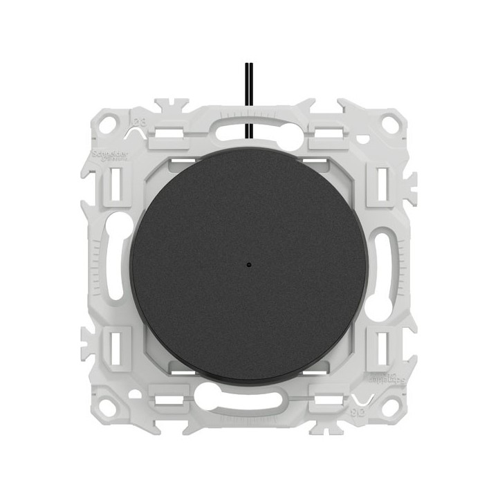 Schneider Odace - va-et-vient ou poussoir lumineux LED verte avec plaque de finition - 10AX - noir onyx - Réf : S940263-P