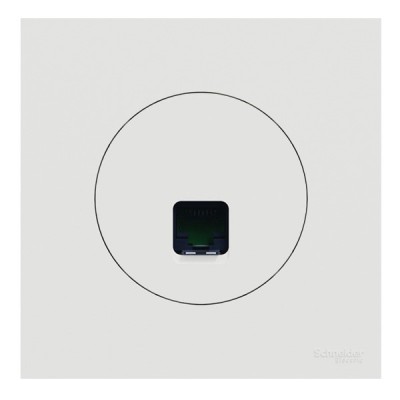 Schneider Odace - prise RJ45 - Cat6 UTP grade 1 à 2 - avec plaque de finition - blanc craie - Réf : S920475-P