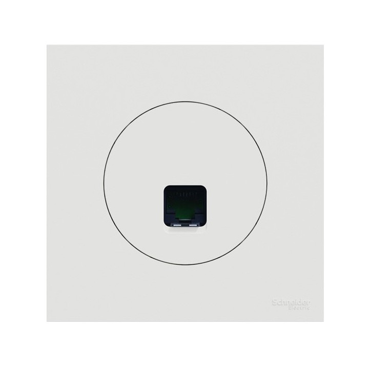 Schneider Odace - prise RJ45 - Cat6 UTP grade 1 à 2 - avec plaque de finition - blanc craie - Réf : S920475-P