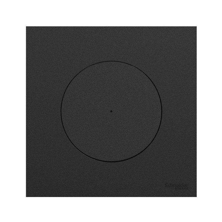 Schneider Odace - va-et-vient ou poussoir lumineux LED verte avec plaque de finition - 10AX - noir onyx - Réf : S940263-P