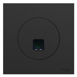 Schneider Odace - prise RJ45 avec plaque de finition - Cat6 UTP grade 1 à 2 - noir onyx - Réf : S940475-P