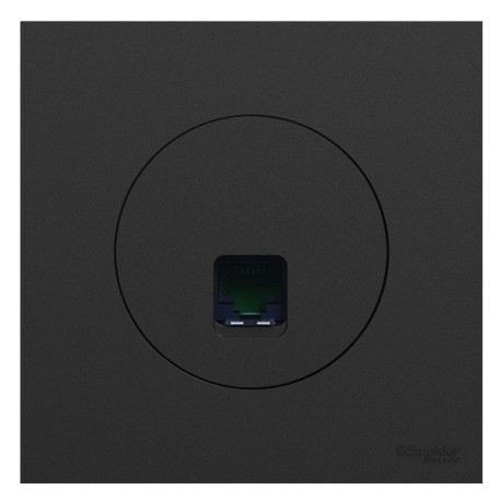 Schneider Odace - prise RJ45 avec plaque de finition - Cat6 UTP grade 1 à 2 - noir onyx - Réf : S940475-P