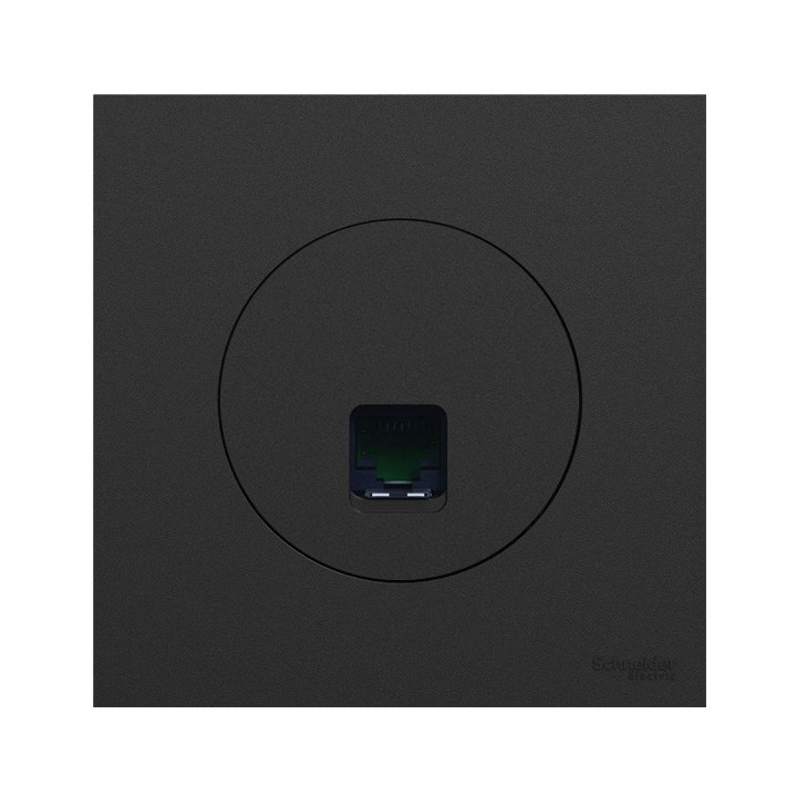 Schneider Odace - prise RJ45 avec plaque de finition - Cat6 UTP grade 1 à 2 - noir onyx - Réf : S940475-P