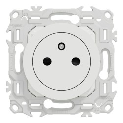 Schneider Odace - prise 2P+T affleurante - bornes automatiques - blanc craie - Réf : S920052