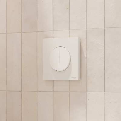Schneider Odace - double va-et-vient ou poussoir avec plaque de finition - 10AX - blanc craie - Réf : S920214-P