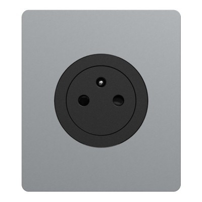 Schneider Odace - Prise 2P+T affleurante noir onyx - avec plaque titane Architecte - bornes automatiques - Réf : S940052-PA