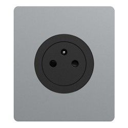Schneider Odace - Prise 2P+T affleurante noir onyx - avec plaque titane Architecte - bornes automatiques - Réf : S940052-PA