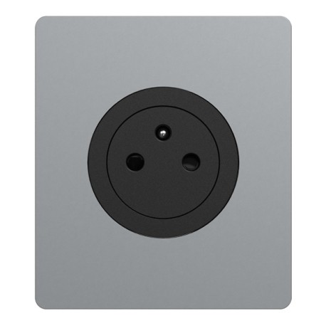 Schneider Odace - Prise 2P+T affleurante noir onyx - avec plaque titane Architecte - bornes automatiques - Réf : S940052-PA