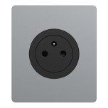 Schneider Odace - Prise 2P+T affleurante noir onyx - avec plaque titane Architecte - bornes automatiques - Réf : S940052-PA