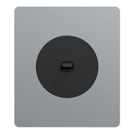 Schneider Odace - va-et-vient ou poussoir à levier noir onyx - 10AX - avec plaque titane Architecte - Réf : S940203-PA