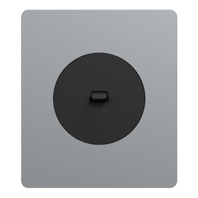 Schneider Odace - va-et-vient ou poussoir à levier noir onyx - 10AX - avec plaque titane Architecte - Réf : S940203-PA