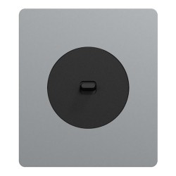 Schneider Odace - va-et-vient ou poussoir à levier noir onyx - 10AX - avec plaque titane Architecte - Réf : S940203-PA