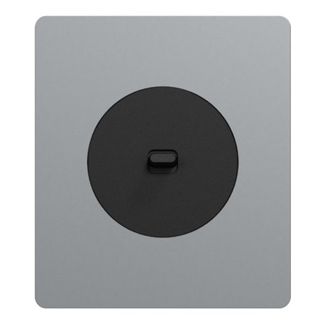 Schneider Odace - va-et-vient ou poussoir à levier noir onyx - 10AX - avec plaque titane Architecte - Réf : S940203-PA