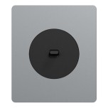 Schneider Odace - va-et-vient ou poussoir à levier noir onyx - 10AX - avec plaque titane Architecte - Réf : S940203-PA