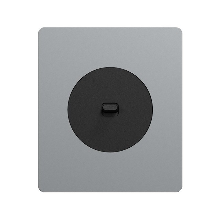 Schneider Odace - va-et-vient ou poussoir à levier noir onyx - 10AX - avec plaque titane Architecte - Réf : S940203-PA