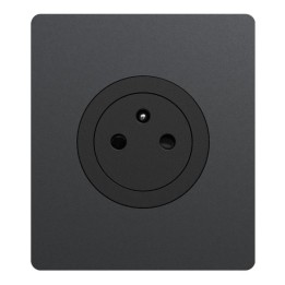Schneider Odace - Prise 2P+T affleurante noir onyx - avec plaque perle noire Architecte - bornes automatiques - Réf: S940052-PA2