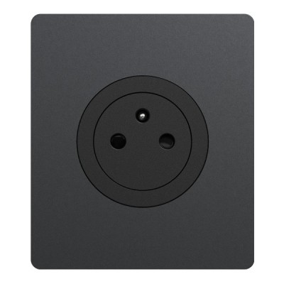 Schneider Odace - Prise 2P+T affleurante noir onyx - avec plaque perle noire Architecte - bornes automatiques - Réf: S940052-PA2