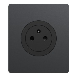 Schneider Odace - Prise 2P+T affleurante noir onyx - avec plaque perle noire Architecte - bornes automatiques - Réf: S940052-PA2