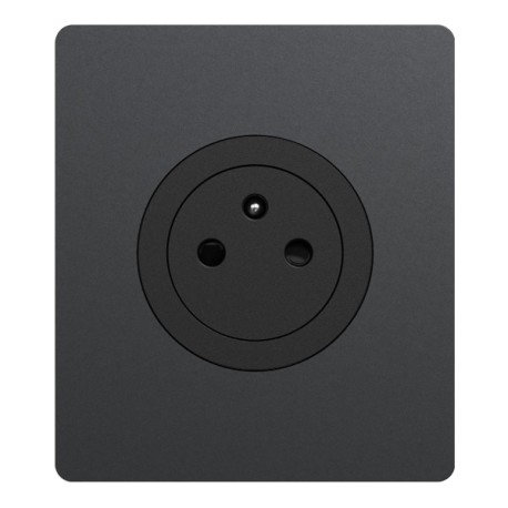 Schneider Odace - Prise 2P+T affleurante noir onyx - avec plaque perle noire Architecte - bornes automatiques - Réf: S940052-PA2
