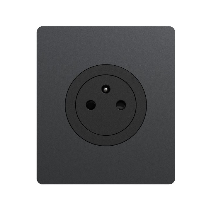 Schneider Odace - Prise 2P+T affleurante noir onyx - avec plaque perle noire Architecte - bornes automatiques - Réf: S940052-PA2