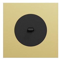 Schneider Odace - va-et-vient ou poussoir à levier noir onyx - 10AX - avec plaque métal laiton - Réf : S940203-PL