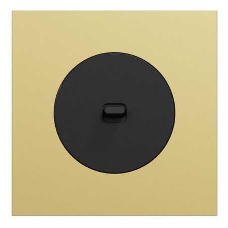 Schneider Odace - va-et-vient ou poussoir à levier noir onyx - 10AX - avec plaque métal laiton - Réf : S940203-PL