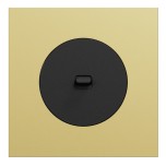 Schneider Odace - va-et-vient ou poussoir à levier noir onyx - 10AX - avec plaque métal laiton - Réf : S940203-PL