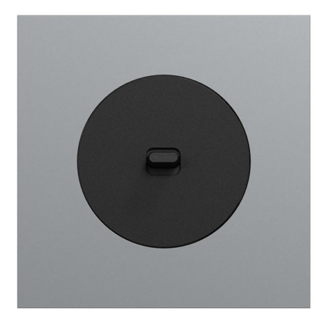 Schneider Odace - va-et-vient ou poussoir à levier noir onyx - 10AX - avec plaque métal titane - Réf : S940203-PT
