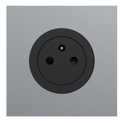 Schneider Odace - Prise 2P+T affleurante noir onyx - avec plaque métal titane - bornes automatiques - Réf : S940052-PT