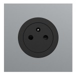 Schneider Odace - Prise 2P+T affleurante noir onyx - avec plaque métal titane - bornes automatiques - Réf : S940052-PT