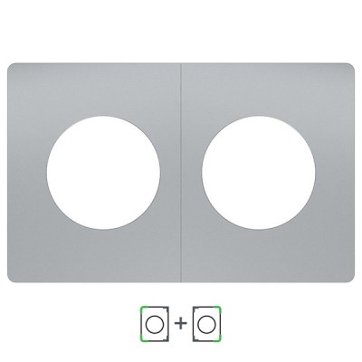 Schneider Odace Architecte - plaque de finition double - effet Titane - Réf : S930800-P
