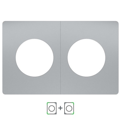 Schneider Odace Architecte - plaque de finition double - effet Titane - Réf : S930800-P
