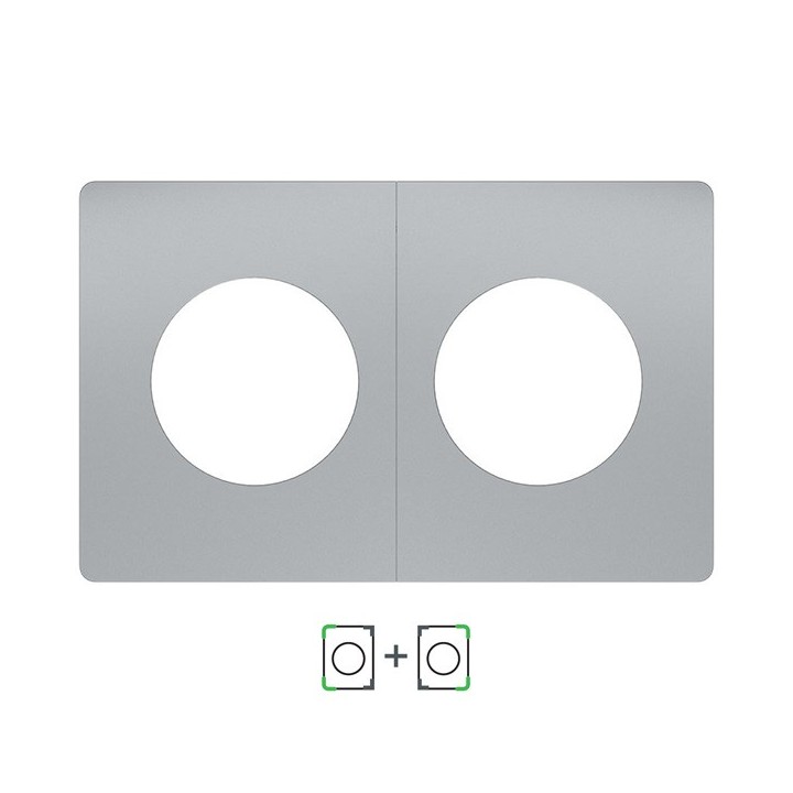 Schneider Odace Architecte - plaque de finition double - effet Titane - Réf : S930800-P