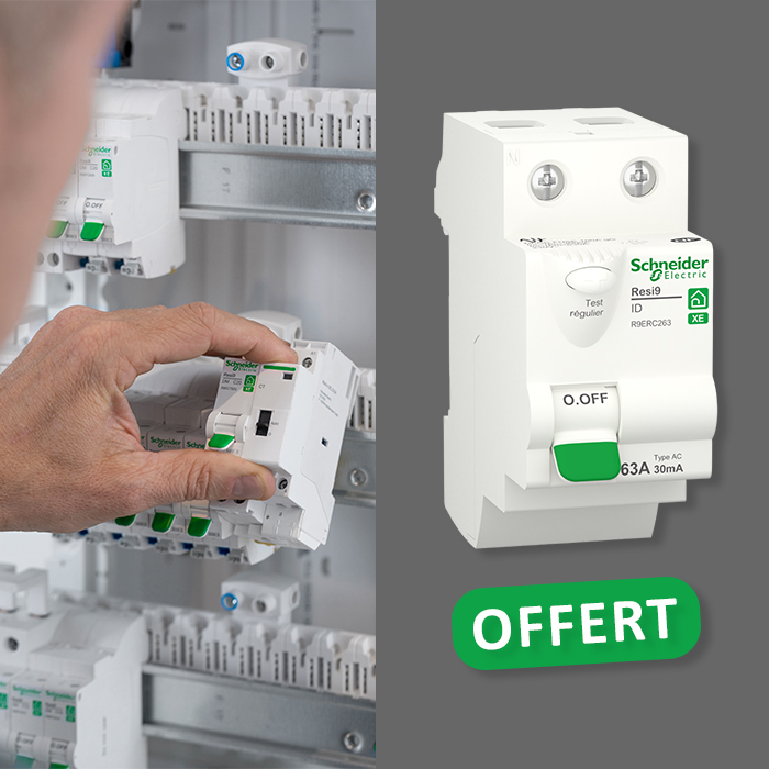 36 disjoncteurs achetés = 1 interrupteur différentiel OFFERT