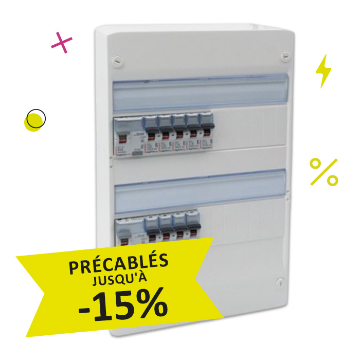 Jusqu'à -15% sur les tableaux précablés Legrand et Hager
